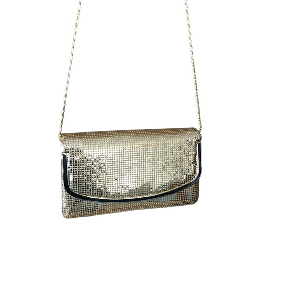 Finesse Vintage Gold Metallic Mesh Clutch Purse Hard Shell Made In Hong … - Picture 4 of 9